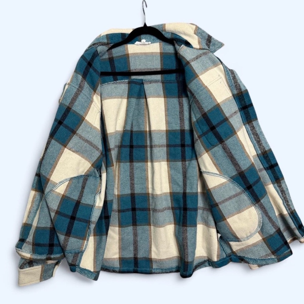 VTG Style 2X Blue Plaid Flannel Shacket Oversized Cottagecore Shirt Jacket - Picture 3 of 8